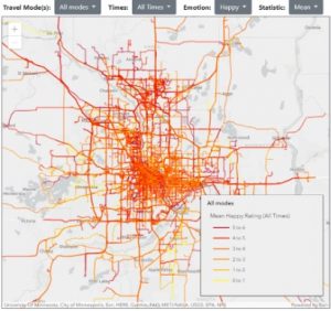 A map that shows movement data.