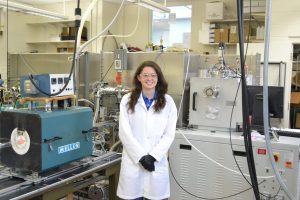 Dr. Katy Jinkins stands in her lab